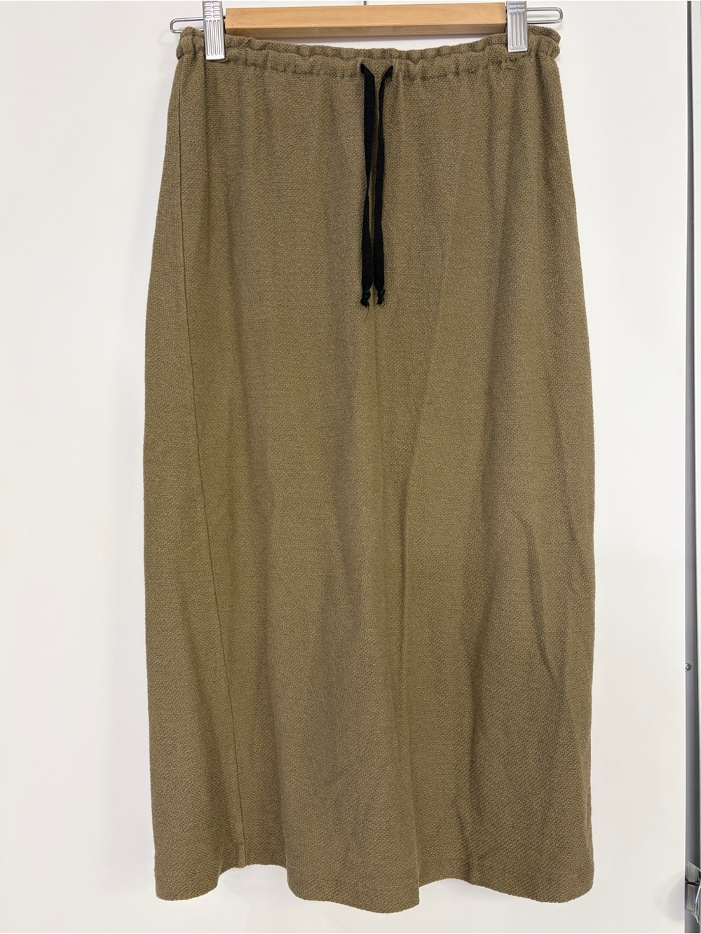 Y's by Yohji Yamamoto Olive Drawstring Midi Skirt